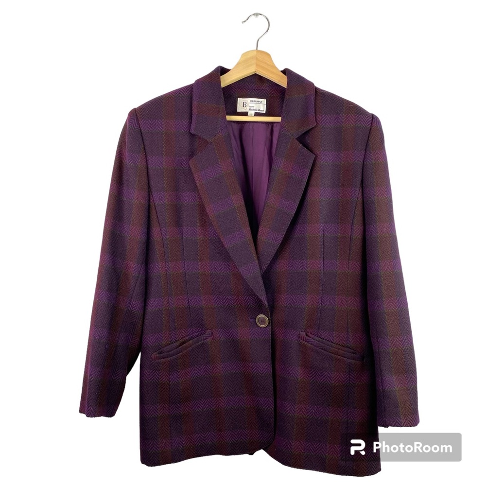 Vintage Purple Plaid Wool Blazer